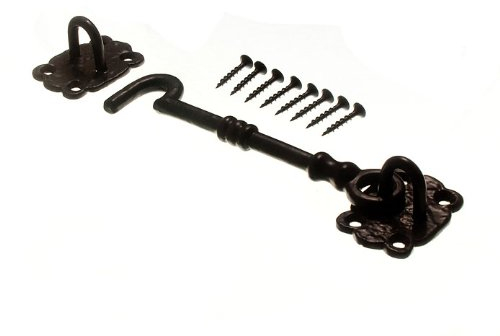 3 x Türhaken und Ösen, Antik-Stil, strapazierfähig, 150 mm, Schwarz