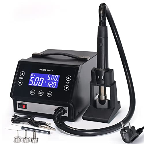 YIHUA 993DM Hochleistungs-Präzisions-Heißluft-Nachbesserungsstation mit Temperaturstabilisierung, voreingestellte Kanäle für Elektronik-Nachbesserungen und Apple Platinen-Reparaturen(EU PLUG)