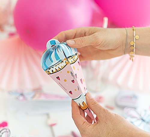 Dein Gastgeschenk Einschulung kleine Geschenke für die Gäste, Set von 5 Stück - Schultüte für Junge und Mädchen (Pink)