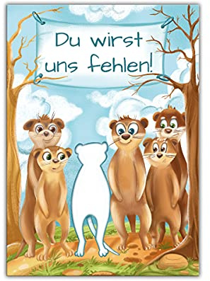 Abschiedskarte für Kollegen mit Umschlag in XXL-Format A4 lustige Klappkarte für Jobwechsel Kündigung lustige Erdmännchen