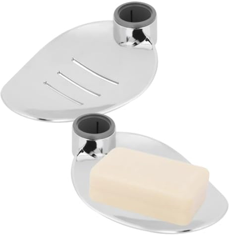 2Pcs Edelstahl Duschstange Seifenschale, Duschschiene Slide Seifenplatten | Wandmontage Seifenhalter, Einstellbare Clip auf Badezimmer Seifenhalter Hebestange Rack Tablett für Badezimmer