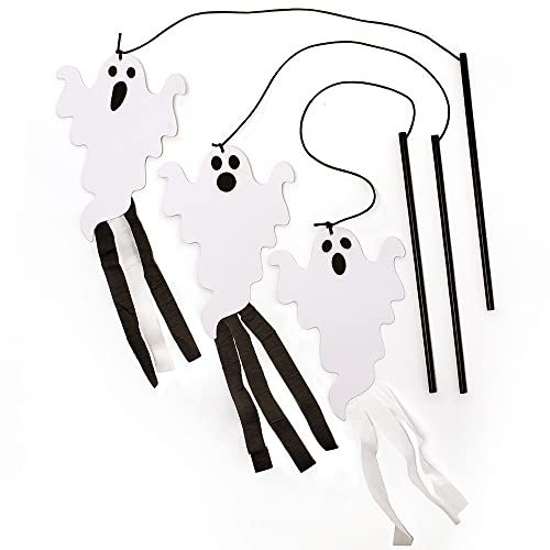 Baker Ross FX181 Schwebender Geist Bastelset-8er Pack, Spielzeug für Kinder, Halloween Bastelsets, Mittel, weiß / schwarz