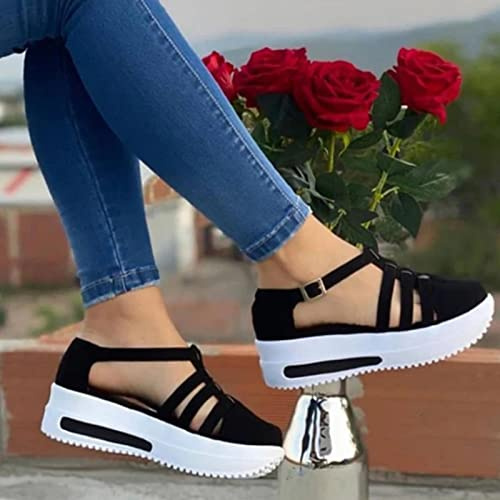 Sandals Women Dressy Summer,Womens Closed Toe Sandals,Comfortable Wedges Sandals Outdoor Walking Roman Shoes Flat Sandals,Wedge Espadrilles Casual Ankle Strap Platform Sandals Beach Travel