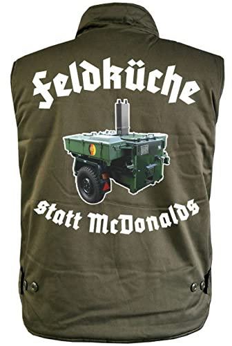 Spaß Kostet Männer Ranger Weste mit Futter Feldküche DDR NVA Gulaschkanone (mit Rückendruck) Größe S - 5XL