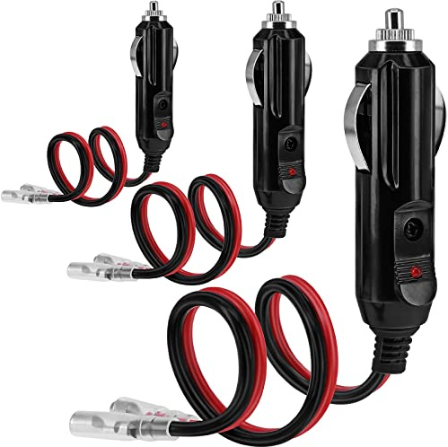 BENACES 3er-Pack 12 V 11,8 Zoll Auto-Zigarettenanzünder Stecker auf Bullet Buchse Terminal mit Kabel, Autozubehör Kabeladapter mit LED-Lichtern, 15 A Sicherung