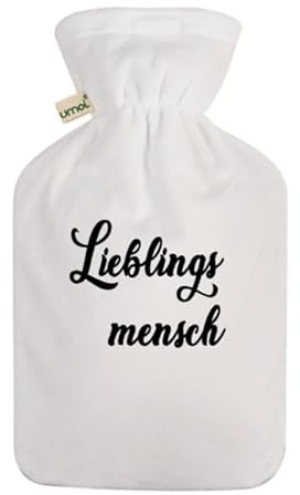 Personalisierte Öko Wärmflasche mit Fleece Bezug 1.8 Liter (Weiß)