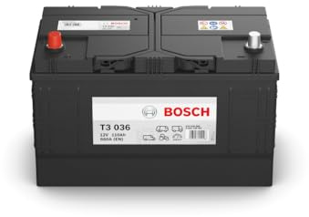 BOSCH 0 092 T30 361 Starterbatterie 110Ah 12V 680A DIN/ISO D2 Kompatibel mit VW POLO AW1, BZ1, LAND ROVER Defender SUV L316, MERCEDES-BENZ SPRINTER 3-t Bus 903