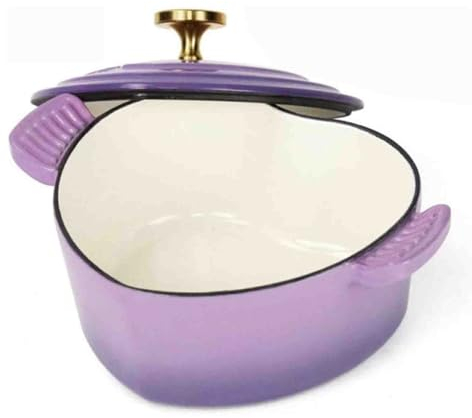 LNJZMDSS Cast Iron Pot with Lid, Enameled Cast Iron Pot, Heart-Shaped Casserole Dish, 1.9L Non-Stick Pan, Kitchen Cooking Tools,002