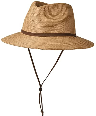 FURTALK Unisex Panamahut Breite Krempe Sommerhut UV-Schutz Sonnenhut mit Kinnriemen Strandhut für Herren und Damen Verstellbare Strohhut