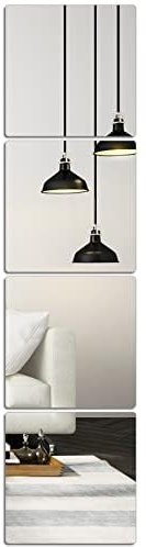 Ausbond 4 Stück selbstklebender Acrylspiegel, flexible Spiegelblätter, Wandaufkleber, rahmenlose Spiegel, Set, 30,5 x 35,6 cm, selbstklebender Acryl-Quadratspiegel für Badezimmer, Zuhause,