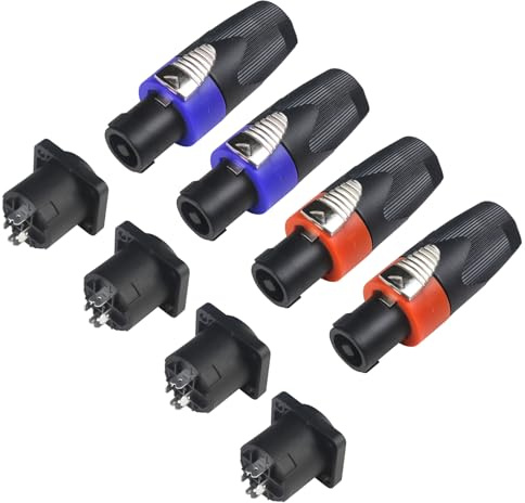 wecan Speakon, spina Nl4fx Speakon, cavo Speakon, convertitore jack a 4 poli, spina altoparlante Nl2fx con tappo a vite (4 set maschio e femmina)