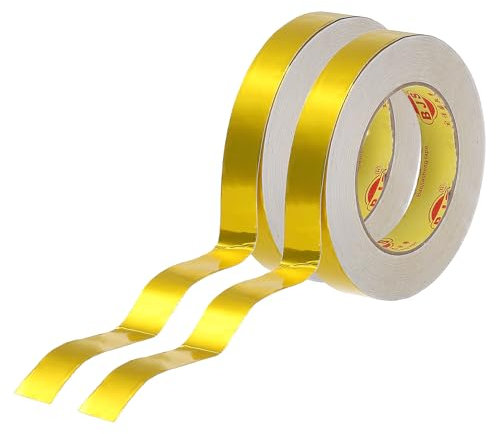PATIKIL Heat Shield Tape, 2 Rolls 0.8 Inch x 164FT Heat Reflective Adhesive Foil Tape Thermal Barrier Foil Cool Tape Heat Resistant Tape for Hose Car, Gold