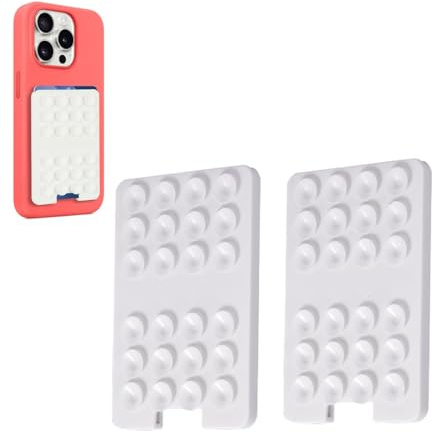 Vilbocr Silicone Suction Cup Phone Holder,2Pcs Phone Wallet,Adhesive Suction Phone Mount,Non Slip Suction Cup Phone Mount,Phone Suction Grip with Wallet (White)