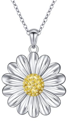 DAOCHONG S925 Sterlingsilber Blumen Schmuck Blumen Anhänger Halskette für Damen Geburtstagsgeschenk