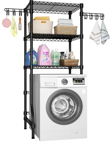 Ulif U8 Mini Laundry Room Storage Organizer, Over the Washer and Dryer Storage Shelves for Laundry Organization, 29.5”W x 17.3”D x 76.2”H, Suit Washing Machine Width within 27.1”, Hold 304 lb, Black