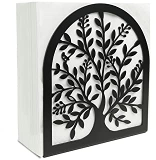 Serviettenhalter für Tische, Lebensbaum-Design, moderner Metall-Serviettenhalter für Zuhause, Küche und Picknick-Party, Schwarz