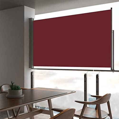 Somanki Ausziehbare Seitenmarkise, Sichtschutz Terrasse, Windschutz Terrasse, Terrassen-sichtschutz, Trennwand Balkon, Markise Seitenwand, 140 x 300 cm Rot