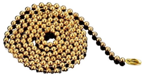 NihaoWXM 12pcs 3 Colors Width 2.4mm Stainless Steel Beads Ball Chain Necklace Bracelet Keychain For Men/Women Jewelry Bead Chain Ball Chain(60cm,Gold)