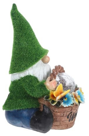 Happyyami Statue De Gnome De Jardin Résine Avec Lumière Solaire Décoration De Patio Jardin Figurine De Gnome Pour Pelouse Décor Extérieur