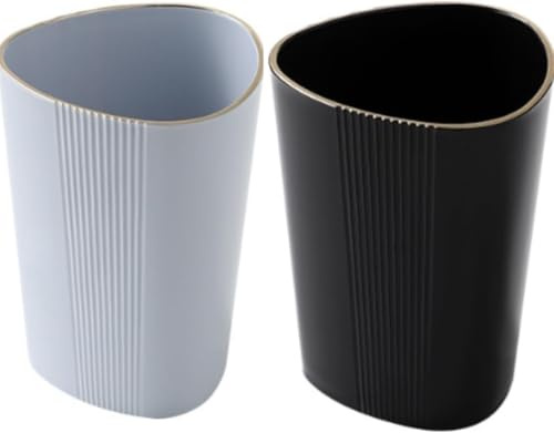2 Stück Zahnputzbecher Kunststoff, Dreieckiger Leichter Luxus Zahnbürstenhalter Ohne Bohren, Zahnputzbecher Set mit Großer Kapazität, für Haushalts und Reisen - 350 ml (Blau und Schwarz)