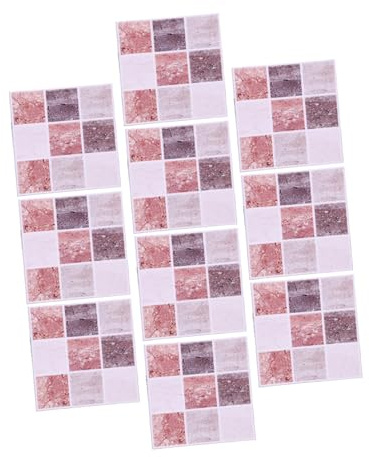 DOITOOL Adesivi Piastrelle Mosaico Marrone in Pvc 18 Pezzi per Bagno e Cucina, Impermeabili e Facili da Pulire, Decorazione Autoadesiva Effetto Marmo