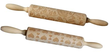 Holidyoyo Mattarello Intagliato in Legno 14 Pollici Rullo Per Pasta Decorativo Per Biscotti Pizza E Pasta Cucina San Design Inciso