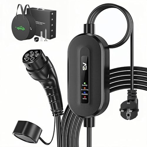 Evjuicion Caricatore per auto elettrico [6 m 3,68 kW, 16 A, IP67/IP65] EV Caricatore tipo 2 Rapida spina e ricarica, indicatori LED, portatile stazione di cavo di ricarica per auto elettrica con