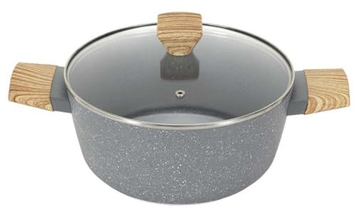 AltoBuy Faitout Aluminium Forgé 28cm avec Manche Effet Bois - Tous Feux (Induction), Compatible Lave-Vaisselle, Antiadhésif - PELAN