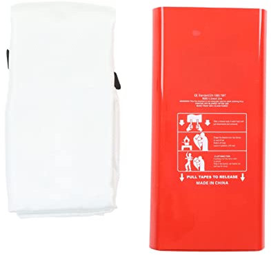 Fiberglass Fire Blanket 1.5x1.5m (550℃ Rated) - Emergency Fire Suppression Blanket for Kitchen/Car/Office | Includes Storage Box for Quick Access