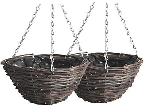 MOTHNUR 2 Pezzi Di Vasi Da Fiori In Rattan Cesto Appeso Fioriera In Rattan Vimini Vasi Da Appendere Per Gancio Per Piante Cesto Appeso Cesto Da Esterno Per Piante Cesto Di Paglia