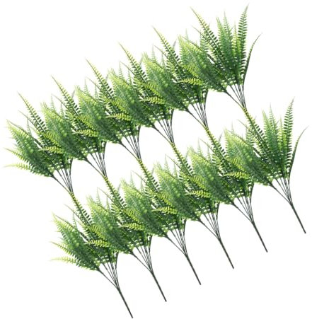 mophrati 12 Pezzi Pianta Artificiale Foglia Finta Resistente Ai Raggi UV 7 Rami Tavolo Di Felce Di Plastica Fioriera Appesa Disposizione Delle Foglie, 7 e 21 foglie/tappo