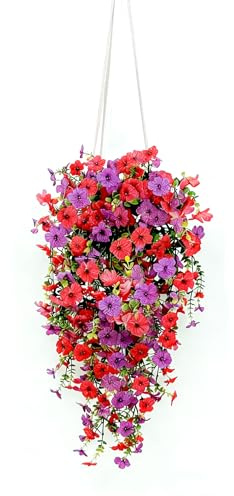 HanYun Kunstblumen Hängend mit Topf, Künstliche Hängepflanze Boho Deko Hängeampel Pflanzen, Makramee Blumenampel Kunstpflanze Kunstpflanze Hängend für Innen Wohnzimmer Balkon