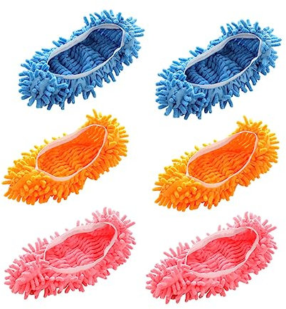 TOPPERFUN 6 Pantuflas Lavables de Microfibra para Limpieza de Pisos Cubierta Engrosada Antifricción y Reducción de Ruido, Multifunción para Uso en Casa y Oficina