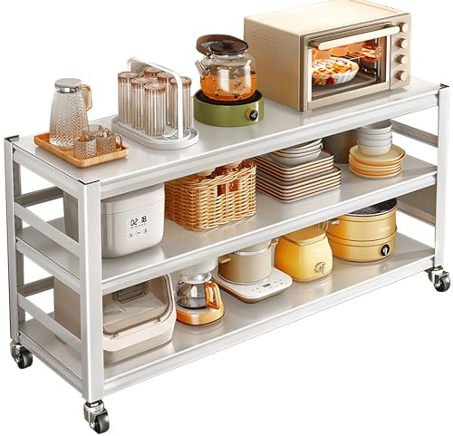 Chariot de barbecue portable robuste avec roulettes – Support de four à pizza en métal – Table de préparation de cuisine et armoire de rangement pour restaurant, terrasse et jardin