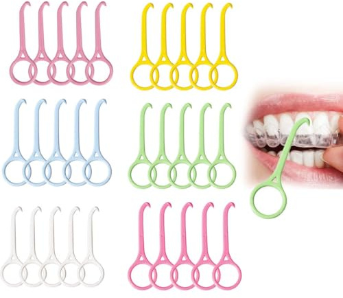 HABNI 30 Piezas Extracción Del Alineador, Removedor De Alineador Herramientas, Herramientas De Extracción De Alineador Para Brackets Invisibles, Para El Cuidado Bucal Dental (6 Colors)
