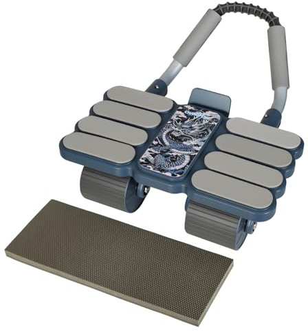 CENTRA Ab Roller Wheel with Knee Pad, 4-Wheel Ultra Stable Abdominal Exercise Wheel with Auto Rebound & Elbow Support, 600LBS Capacity Core Trainer with Phone Holder for Home Gym, Men & Women