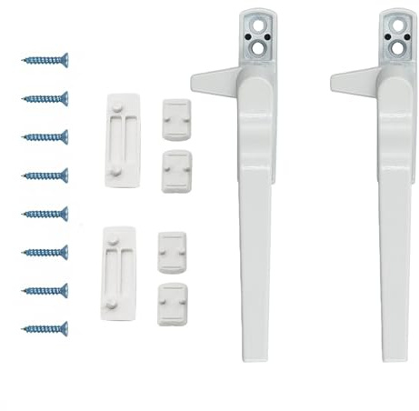2 Pcs Universal Left Right UPVC Window Handles | White aluminum alloy window handle replacement kit; secure locking mechanism for home window safety lock system