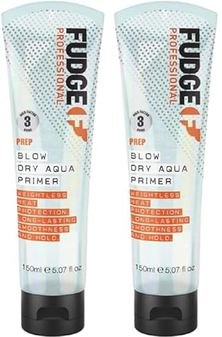 Fudge Professional Blow Dry Aqua Primer, Hyaluronic Acid, Heat Protection, Volumizing Results, 150 ml (Pack of 2)