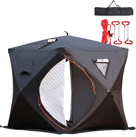 VNATWGOO Tienda de Sauna para Exteriores, Cabina de Sauna Aislada Portátil 180x180x210cm, Impermeable a la Nieve y al Viento, Cálida con Agujero para Chimenea para Casa, Jardín, Camping