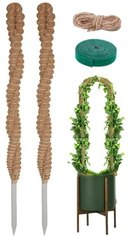 Supporto Per Piante Monstera Con Di Muschio,2 Pezzi Flessibili Supporti in Fibra di Cocco | 63 Cm Di Muschio Per Piante Monstera - per Rampicanti da Interno Casa Giardino Esterno Vaso e Fiorier