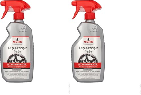 NIGRIN Turbo Felgenreiniger, für alle Felgenarten, mit Wirk-Indikator, schnelle Reinigung, 500 ml (Packung mit 2)