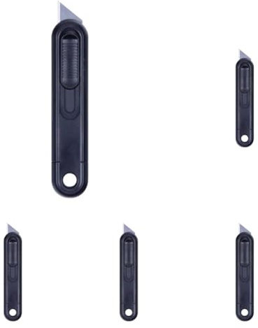 DONAU SAFETY Couteau de sécurité / 1 piece/Coupe-boîte rétractable, lame remplaçables/Blister/Noir/Cutter Universel (Lot de 5)