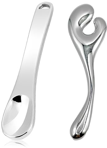 JYXNU 2pc smini espátulas de maquillaje de metal de acero inoxidable, cuchara cosmética multifuncional, espátula de belleza reutilizable, aplicador facial, cuchara de spa de belleza