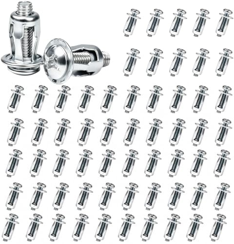 60Pcs Button Rivet Locking Nuts Set, M4 M5 M6 3 Sizes, Carbon Steel | Heavy-Duty Carbon Steel High-Strength Nut Inserts with Bolts Compatibility, Fixing Reinforcement in Humid Environments