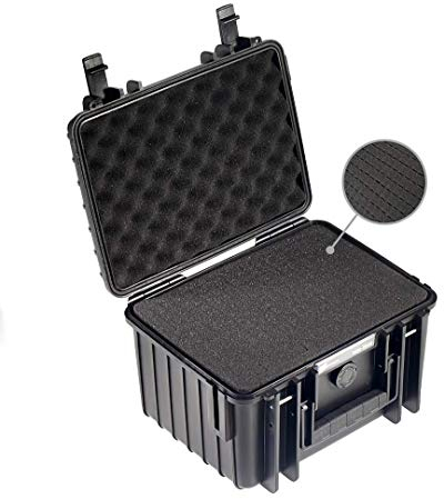 B&W International Transportkoffer Outdoor 2000 (PP.66) Schwarz – mit Würfelschaum – Wasserdicht (IP67), staubdicht, schlagfest & extrem robust