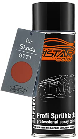 TRISTARcolor Autolack Spraydose für Skoda 9771 Tangerine Orange Metallic/Oranzova Tangerine Metallic Basislack Sprühdose 400ml