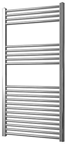 Greened House Chrome Heated Towel Rail 600mm W x 1200mm H | Flat, Central Heating, Towel Radiator, Straight, Bathroom