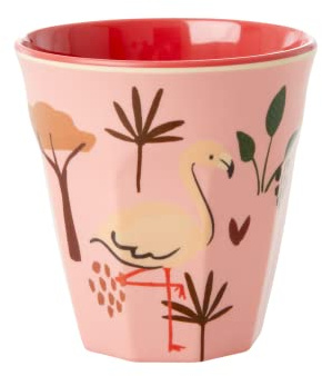 Rice small melamin barnkopp - djungel djur tryck i rosa
