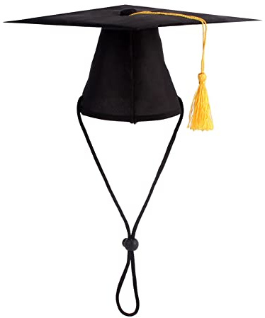 JIHUOO Cappello da laurea nero per cani di piccola taglia, cappello da laurea per animali domestici, accessori per cani e gatti