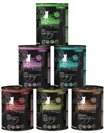 catz finefood Purrrr Collection II Lot de 6 boîtes de Nourriture Humide monoprotéine pour Chat sans céréales, sans Sucre, hypoallergénique, Haute teneur en Viande, en Sachet, 6 x 400 g